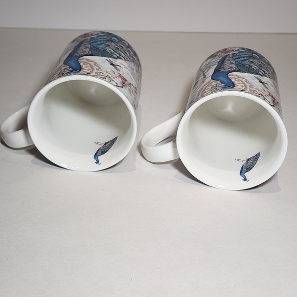 Summer River BV Copyright Porcelain Peacock Tea Mugs 10 oz Volume 4 1/4” Tall - Picture 7 of 10